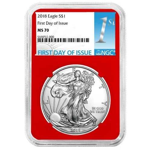 2018年 1ドル アメリカン シルバー イーグル NGC MS70 FDI ファーストラベル レッドコア
