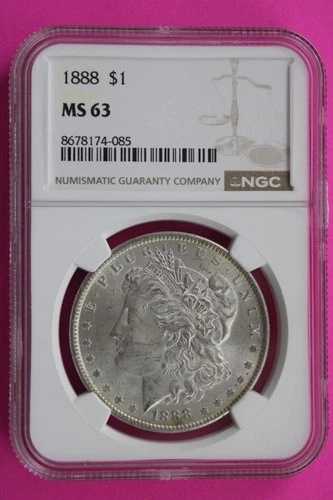 1888年 P MS 63 リバティ・モーガン銀貨 NGC認定 鑑定済み 本物 821