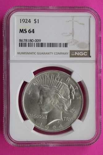 1924年 P MS 64 リバティピースシルバードル NGC認定グレード本物 734 48,180円