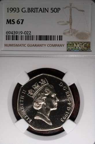 1993 NGC MS 67 ブリタニア座像 50ペンス 42,900円