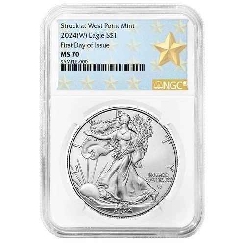 2024年 (W) 1ドル アメリカン シルバー イーグル NGC MS70 FDI ウェストポイント スターラベル