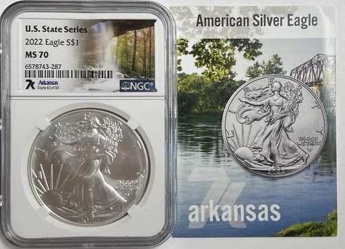 2022年 シルバーイーグル S$1 米国州シリーズ アーカンソー MS70 NGC