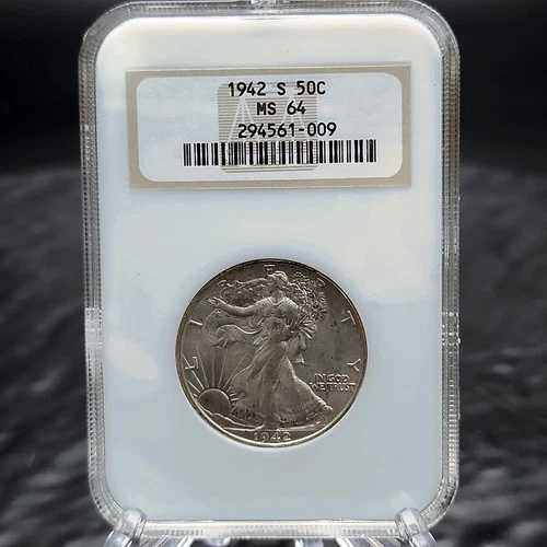 1942-S ウォーキング・リバティ シルバー ハーフドル NGC MS64 グレード 50セント 米国造幣局コイン ?