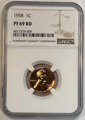 1958年 プルーフ ウィート セントペニー 1C NGC PF69 RD - レッド