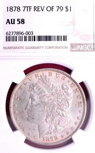 NGC AU-58! 1878年 7TF 1979年モルガン・ダラーの裏面