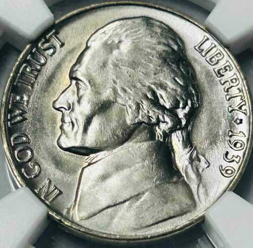 1939年製 1940年製 ジェファーソンニッケル NGC MS67 美しい色調 (NGC 個体数 261) の裏面
