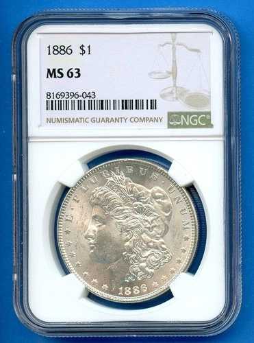 1886 P NGC MS63 モルガン銀貨 1ドル 米国造幣局コイン 1886-P MS-63 ブラストホワイト