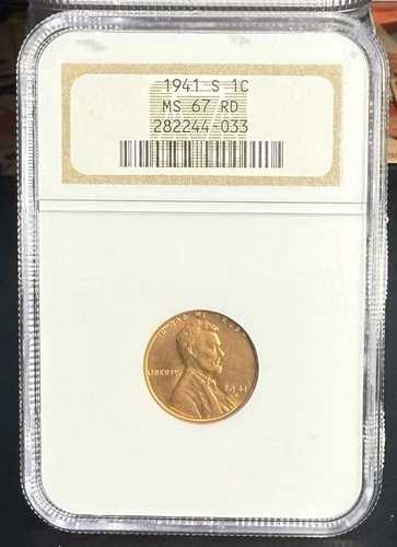 1941-S リンカーン小麦セント NGC MS67 RD
