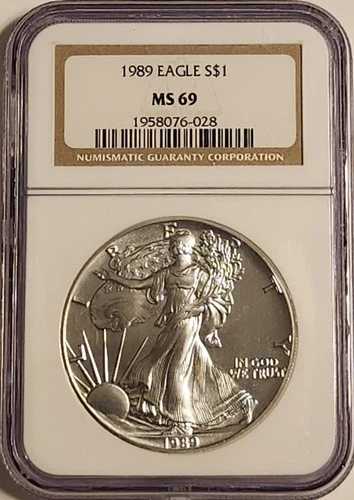 1989年 アメリカン シルバー イーグル $1 NGC MS69 1オンス .999 シルバー
