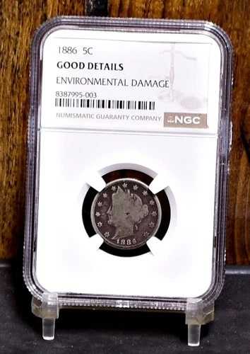 1886年 リバティニッケル - NGC 良好な状態、環境ダメージあり (#60054-L)