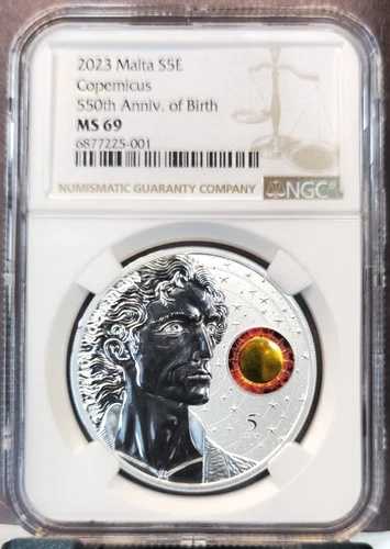 2023年 マルタ シルバー 5ユーロ コペルニクス生誕記念 NGC MS 69 希少