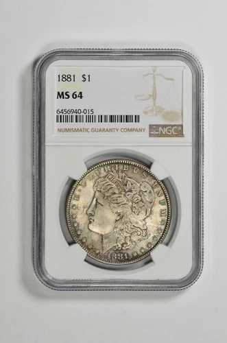 1881年 1ドル モルガン銀貨 NGC MS 64
