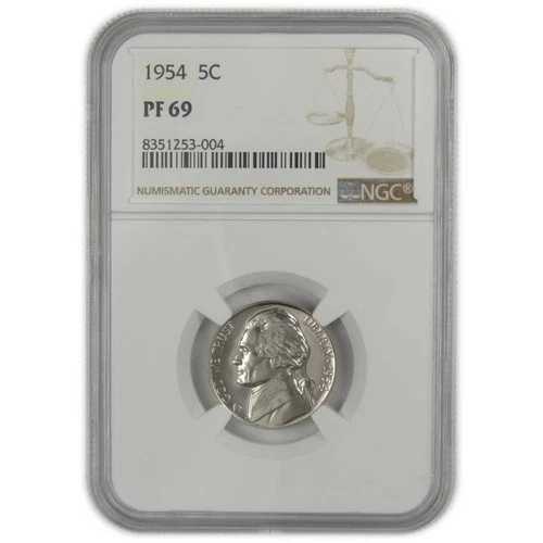 1954年 ジェファーソン・ニッケル PF 69 NGC プルーフ 5セントコイン SKU:I20632