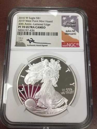 2016年 W プルーフ シルバー イーグル NGC PF70 マーカンティ 2019年ウェストポイント造幣局蔵