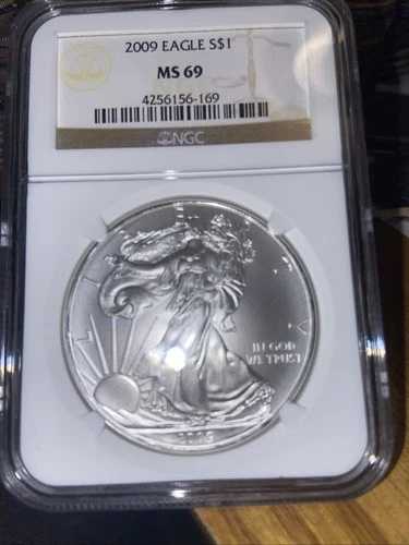 2009年 1ドル アメリカン シルバー イーグル NGC MS69 ブラウンラベル