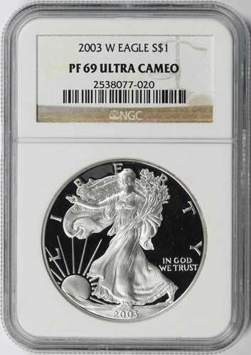 2003-W プルーフ $1 アメリカン シルバー イーグル NGC PF69 ウルトラ カメオ