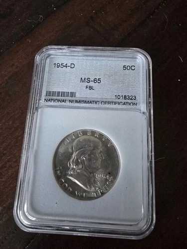 シルバーハーフ 1954-D 50セント MS 65 FBL フランクリン NGC 国立貨幣鑑定
