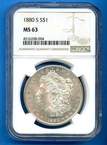 1880 S NGC MS63 モルガン銀貨 1ドル 米国造幣局発行 1880-S MS-63 ブラストホワイト