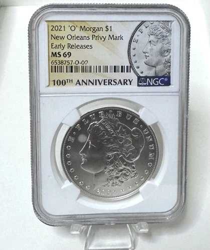 2021年「O」モルガン $1 NGC MS69 アーリーリリース ニューオーリンズ・プリヴィー 100周年記念