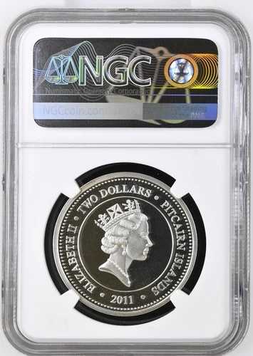 2011年 ピトケアン諸島 シンガポールドル 2ドル 地中海クラゲ銀貨 NGC PF69UC