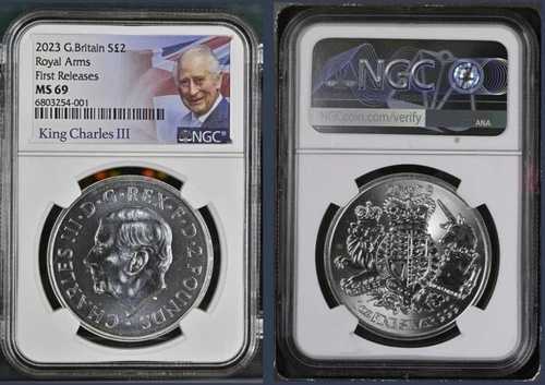 2023年 英国 S?2 ロイヤルアームズ NGC MS69 ファーストリリース 1st ロイヤルアームズ FET. KCIII
