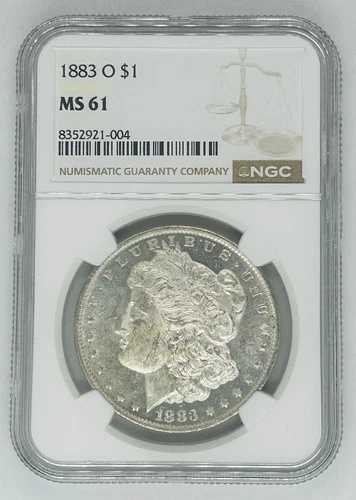 1883-O モルガン銀貨 1ドル硬貨 NGC MS 61 (プルーフ状)