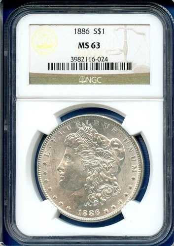 1886 P NGC MS63 モルガン銀貨 1ドル 米国造幣局コイン 1886-P MS-63