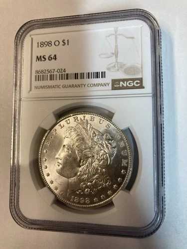 非常に美しい1898-Oモルガン・ダラー、NGC MS 64認定シルバーダラー