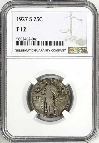 1927年 S スタンディング リバティ クォーター NGC F12