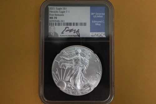 2021年 1ドル アメリカン シルバー イーグル 1オンス NGC MS70 ファーストリリース エドマンド・モイ