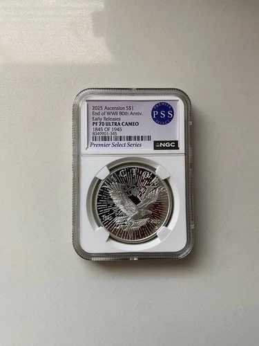 2025年 アセンション $1 第二次世界大戦終結80周年記念 PF70 ウルトラカメオ NGC PSS ER #1845/1945
