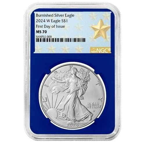 2024-W $1 1オンス バーニッシュド アメリカン シルバー イーグル NGC MS70 FDI ウェストポイント スター 48,840円