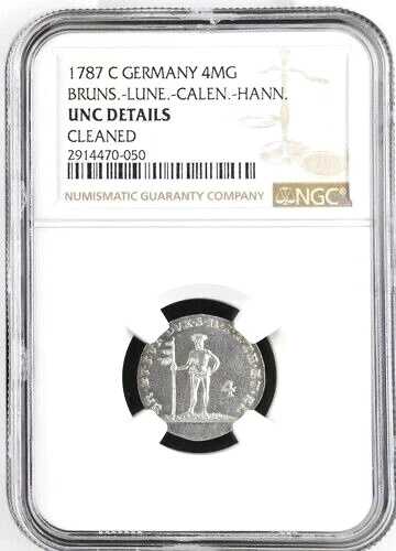 1787 ドイツ諸州 ブラウンシュヴァイク リューネブルク カレンベルク ハノーファー 4 マリエングロシェン NGC MS