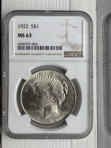 1922年ピースシルバードル - NGC MS 63