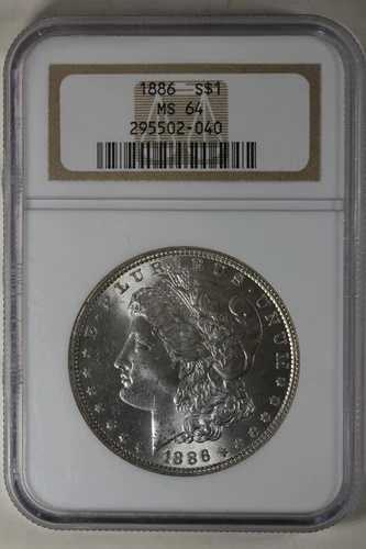 1886年 1.00 NGC MS64 モルガン銀貨、ミス・リバティ・ヘッド