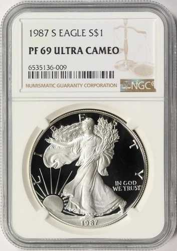 1987-S 1ドル プルーフ アメリカン シルバー イーグル NGC PF69UCAM