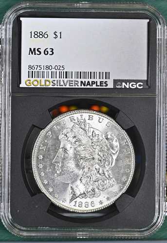 1886年モルガン銀貨 NGC MS-63