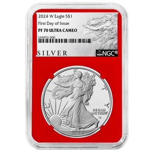 2024-W $1 1オンス プルーフ アメリカン シルバー イーグル NGC PF70UC FDI ALS ラベル レッドコア