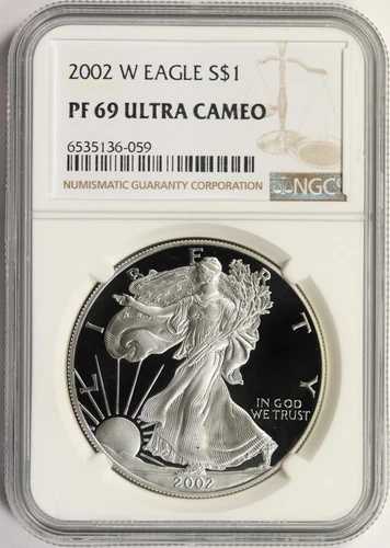 2002-W 1ドル プルーフ アメリカン シルバー イーグル NGC PF69UCAM