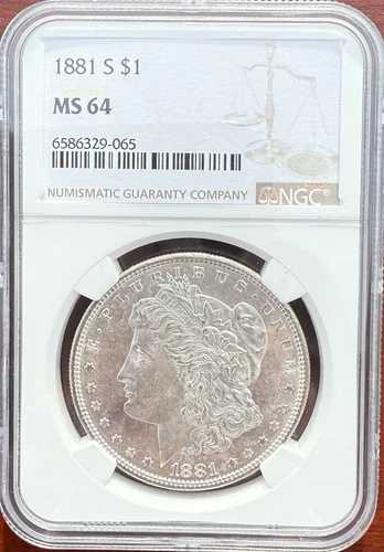 1881-S モルガン銀貨 NGC MS64