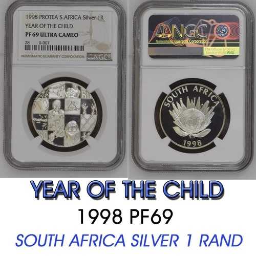 1998年 南アフリカ シルバー 1ランド NGC PF69 チャイルドイヤー R1 プロテアパズル