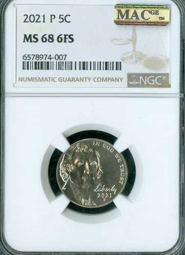 2021 P ジェファーソン ニッケル NGC MS68 6FS PQ 2nd 最高級グレード & スポットレス *