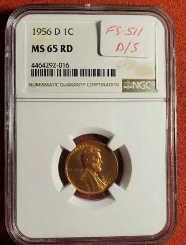 1956 D/S 1セント WDMM-001 OMM-1 NGC MS 65 レッド 説明をお読みください...... t194
