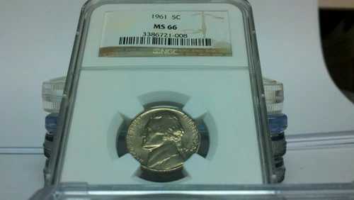 NGC スーパージェム ゴールデンレインボー 1961-P MS66 ジェファーソン 価値$95 レインボーなし