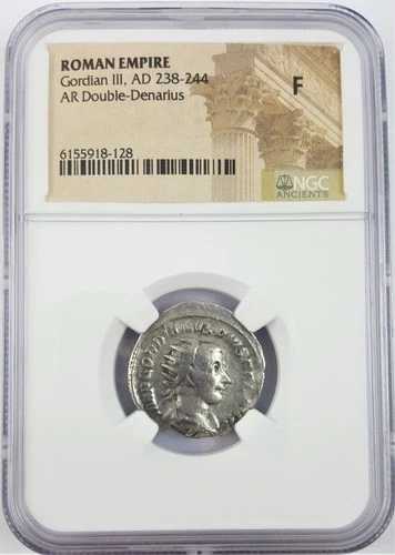 ローマ銀貨 デナリウス NGC認定 ファイン ゴルディアヌス3世（西暦238-244年）