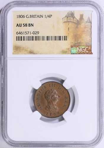 1806年 ジョージ3世 イギリス 銅 ファージング NGC AU 58 BN 48,840円
