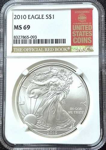 2010-P $1 MS69 .999 シルバー *アメリカンイーグル* 公式レッドブックラベル