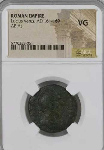 ルシウス ヴェルス AD 161-169 AE As。ローマ帝国。 NGC VG