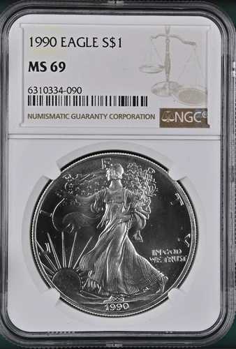 MS69 1990年 アメリカンシルバーイーグル NGC ブラウンラベル *9120 48,840円