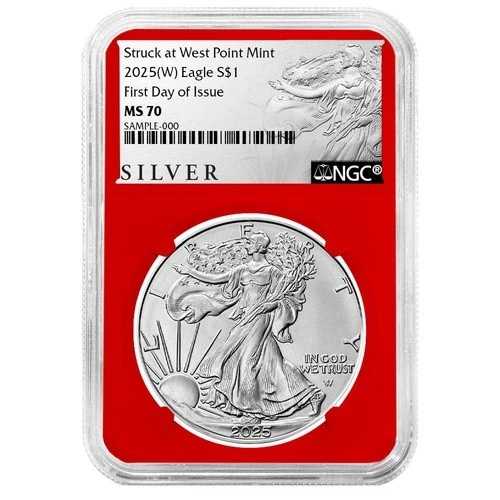 2025年 (W) 1ドル アメリカン シルバー イーグル NGC MS70 FDI ALSラベル レッドコア